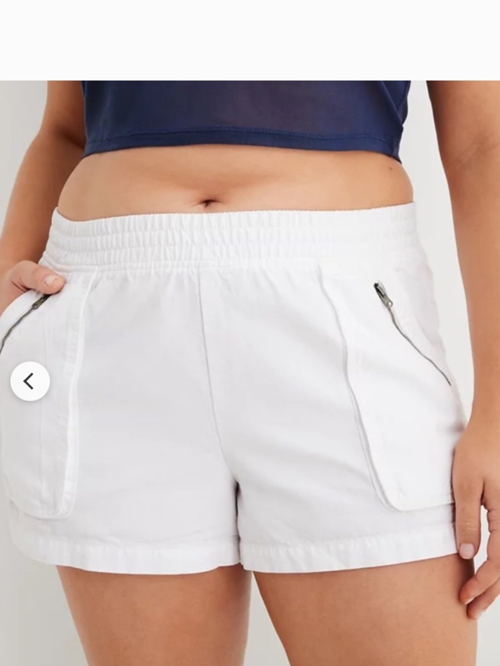 aerie White Elastic-Waist Cargo Shorts with Zip Pockets